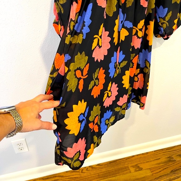 Floral Mini Dress - Black, Red, Blue, Orange - Picture 4 of 9